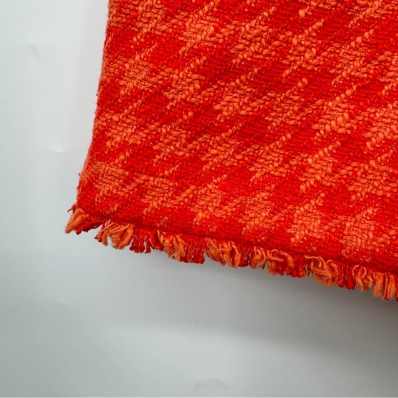 Zara Textured Orange Houndstooth Fray Hem Mini High Rise Shorts Size M Retro - Picture 7 of 9